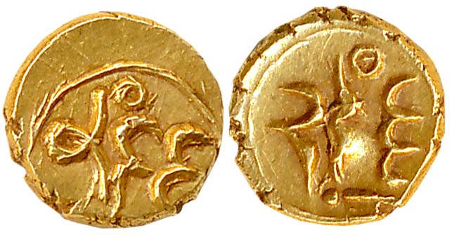 Adil Shahis of Bijapur / Qutb Shahis of Golkonda, Unattributed Gold Fanam, 0.36g, with pse