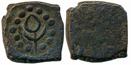 Devgadh Branch, Anonymous, Copper 1/2 Paisa, 4.99g, Uniface, Flower in dotted circle on ob