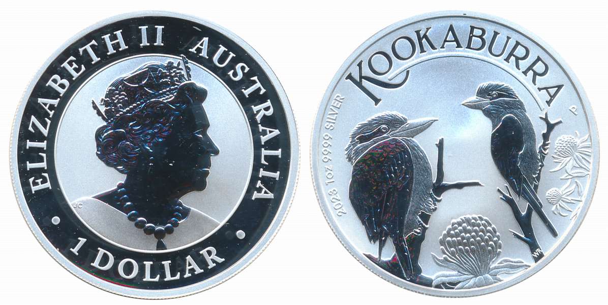 Australia, Elizabeth II, Silver 1 Dollar, 1 OZ, 31.39g, Proof, Perth Mint, 2023, “Kookabur