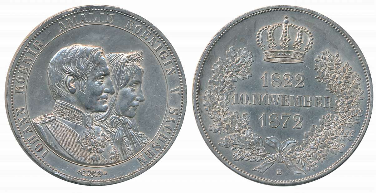 German States, Saxony Albertine, Silver Double Thaler, 37.01g, “Golden Wedding Anniversary