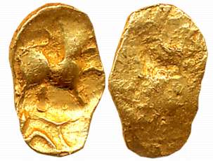 Chalukyas of Kalyani / Feudatories, Jayasimha II Jagadeka Malla, Punch Marked Gold 1/2 Fan