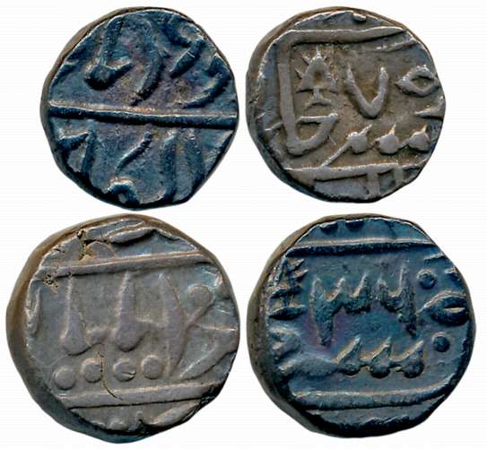 Silver (2) Rupee, 11.24g, 5.55g, RY 36 (KM# Y# 6.2) & 1/2 Rupee, 5.55g, RY 7 (KM# 5.1), wi