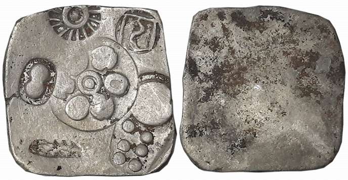 Punch Marked, Attributed to Magadha Janapada, Silver 1/2 Shatamana? – Vimshatika, “Series 
