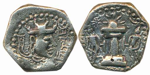 Post Gupta Sindh, Hunnic issues, Shri Jagaprakasha, Debased Gold Dinar, 6.98g, Obv: Sasani