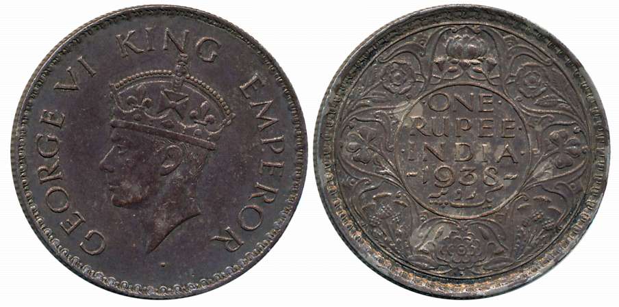 George VI, Silver Rupee, 1938, Bombay Mint (Prid# 233). Very fine+.