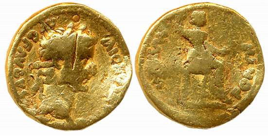 Tiberius (Tiberius Claudius Nero), Gold Aureus, 7.67g, Lugdunum Mint, Obv: Head of Tiberiu