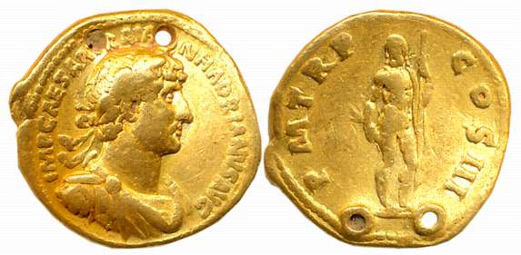 Hadrian (Publius Aelius Hadrianus), Gold Aureus, 7.20g, Rome Mint, struck in 119-120AD, Ob