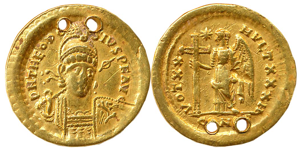 Theodosius II, Gold Solidus, 4.31g, Constantinople Mint, struck around 423-424, 8th offici