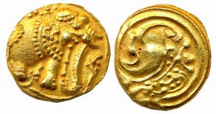 Gangas of Talakadu, Gold Gajapati Varaha, 3.74g, Obv: An ornate Elephant standing to right