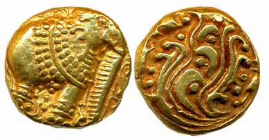 Gangas of Talakadu, Gold Gajapati Varaha, 3.87g, Obv: An ornate Elephant standing to right