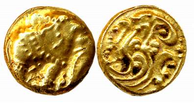 Gangas of Talakadu, Gold Gajapati Varaha, 3.93g, Obv: An ornate Elephant standing to right