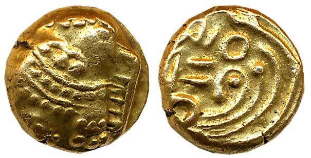Gangas of Talakadu, Gold Gajapati Varaha, 3.74g, Obv: An ornate Elephant standing to right