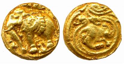 Gangas of Talakadu, Gold Gajapati Varaha, 3.91g, “Elephant to left”, Obv: An ornate Elepha
