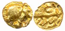 Gangas of Talakadu, Anonymous, Gold 1/4 Fanam, 0.09g, Obv: Ornate Elephant standing, facin