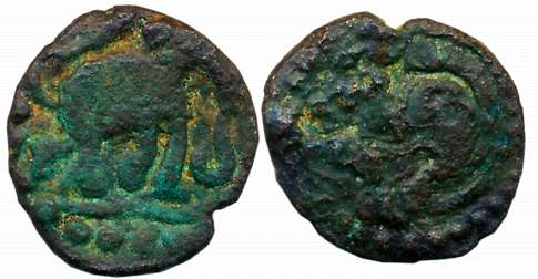Gangas of Talakadu, Copper Gajapati Varah, 3.02g, Obv: An ornate Elephant standing to righ