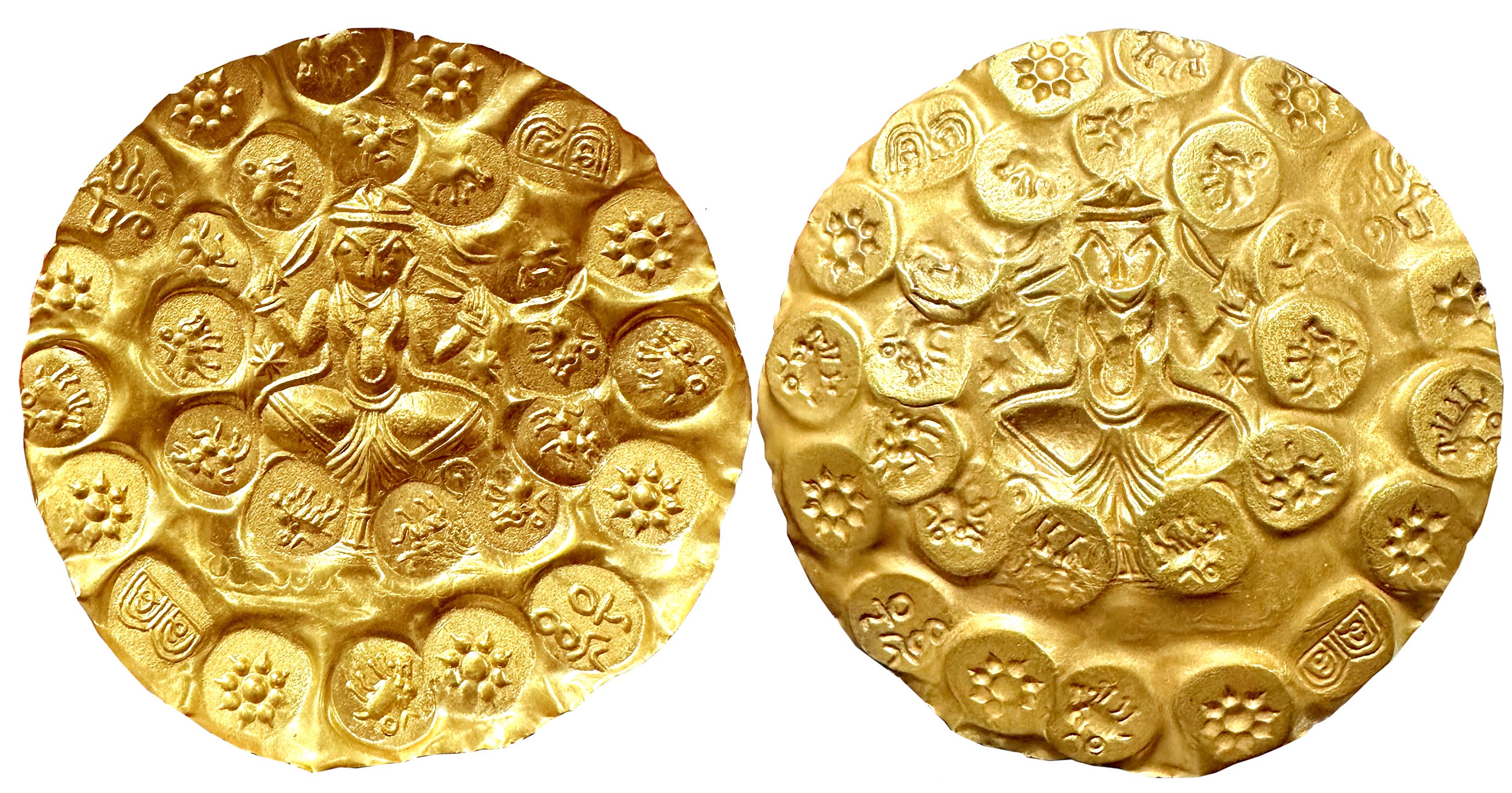 Kakatiyas of Warangal, Prola II, Gold Punch Marked 2 1/2 Gadyana, 9.70g, 70mm Diameter, Un