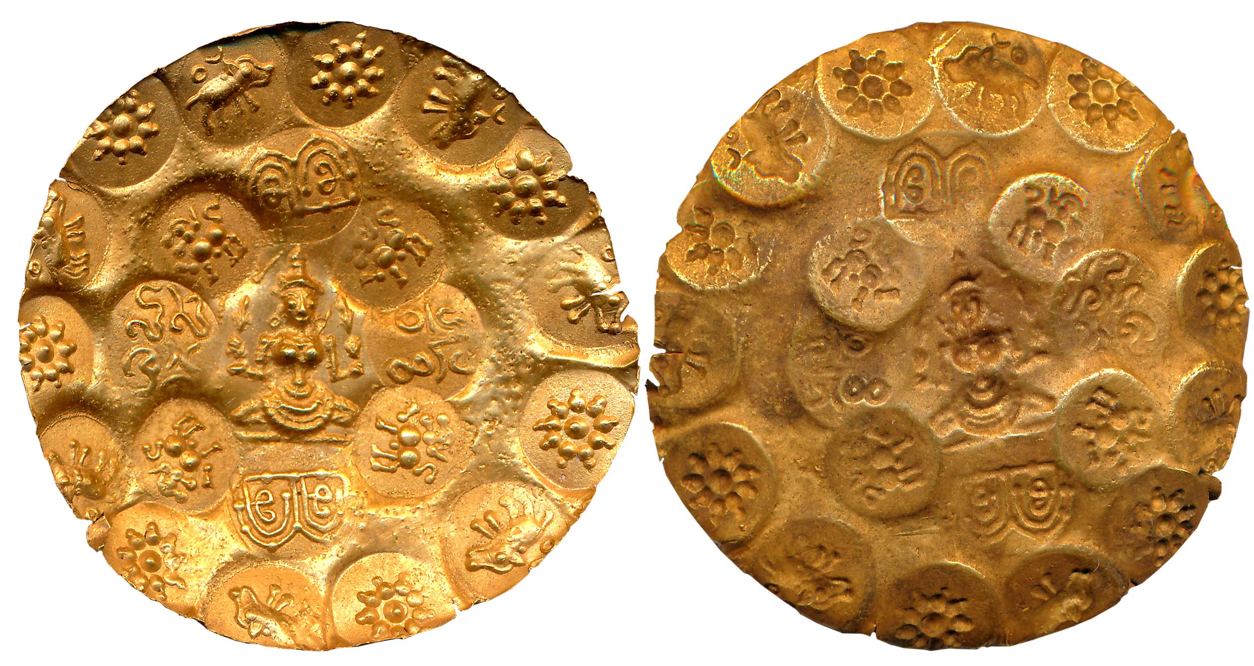 Kakatiyas of Warangal, Prola II, Gold Punch Marked 1 1/2 Gadyana, 5.77g, Uniface, Broad fl