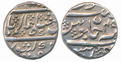 Krishna raja Wodeyar, Silver 1/4 Rupee, 2.83g, Mahisur Mint, in the name of Shah Alam II, 