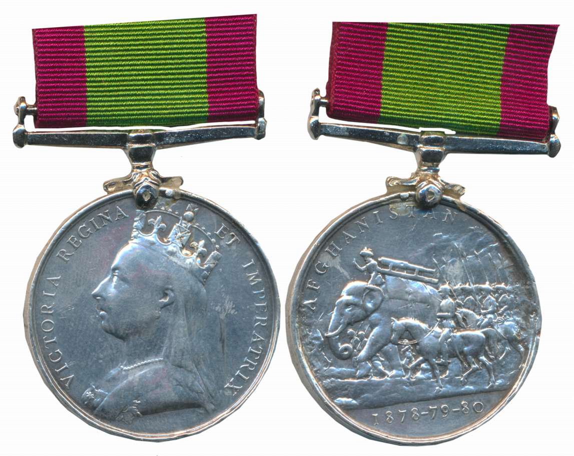 Afghanistan Medal, Silver, 1878-80, Without clasp, Name of awardee is erase, Obv: Veiled p