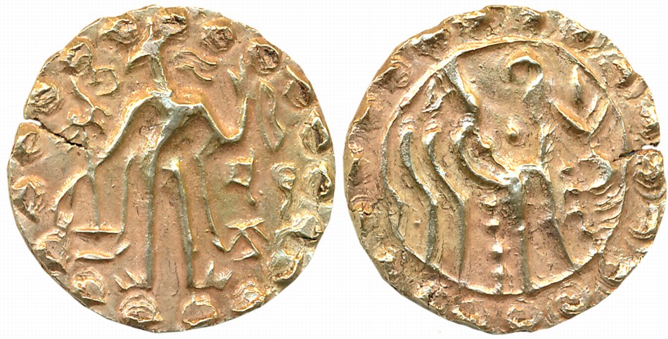 Post Gupta Bengal, Samatata region, Khadga Dynasty, Sri Prithuvala, Debased Gold Dinar, 5.