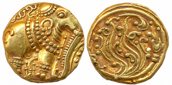 Gangas of Talakadu, Gold Gajapati Varaha, 3.88g, Obv: An ornate Elephant standing to right