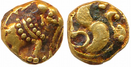Gangas of Talakadu, Gold Gajapati Fanam, 0.39g, Obv: An ornate Elephant standing to right,