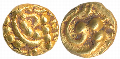 Gangas of Talakadu, Gold Gajapati Fanam, 0.37g, Obv: An ornate Elephant standing to right,