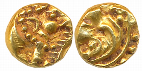 Gangas of Talakadu, Gold Gajapati Fanam, 0.38g, Obv: An ornate Elephant standing to right,