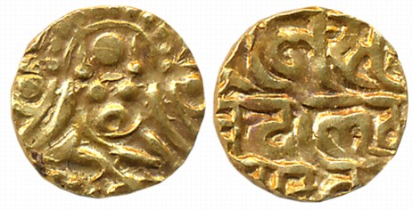 Chandellas of Jejakabhukti, Sallakshana Varman, Gold 1 1/8 Masha, 1.01g, Obv: Goddess Laks
