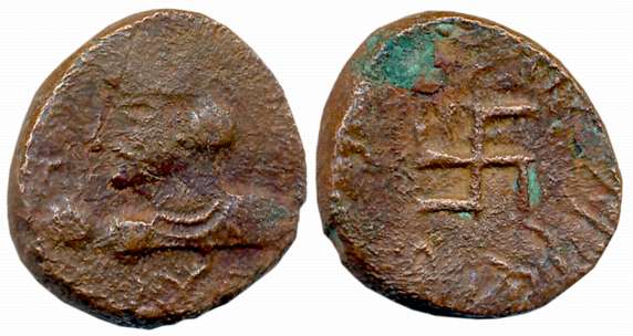 Paratarajas of Baluchistan and NW Sindh, Datayola, Copper Tetradrachm, 6.80g, Obv: Diadem 