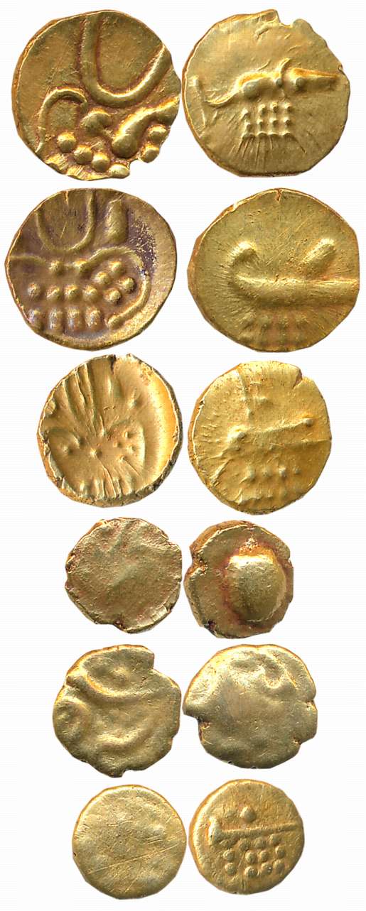 Gold Fanam (6), various types. Very fine+ to extremely fine. 6 coins.