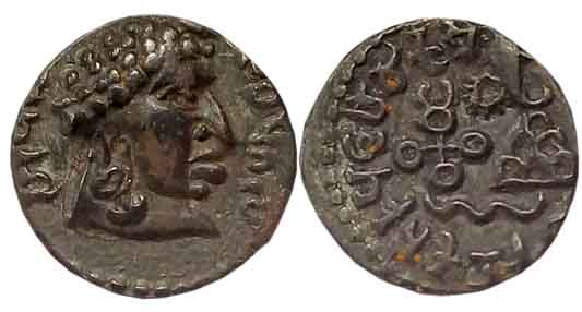 Satvahanas, Vasishthiputra Sri Pulumavi, Silver Drachma, 2.07g, "Portrait" type, Obv: Bust