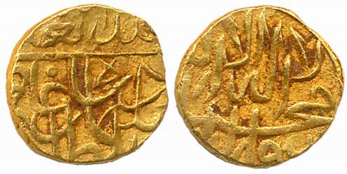 Timurid - Sulayman Mirza, Gold 1/24 Mohur - 1/8th Ashrafi, 0.47g, “Mintless- Badakhshan” t