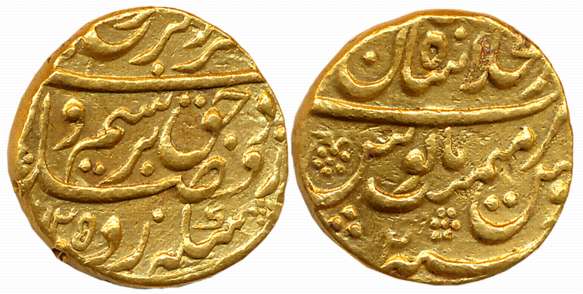 Farrukhsiyar, Gold Mohur, 10.89g, Dar ul Khilafat Shahjahanabad Mint, AH 1125/ RY 2 (KM# 3