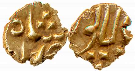 Muhammad Shah, Gold Fanam, 0.36g, Balapur Mint (KM# C440.2). Extremely fine.