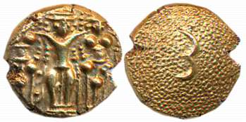 Nawab of Arcot, Umdatu al-Umara, Gold Pagoda, 3.41g, Obv: Lord Vishnu with Shri Devi and B