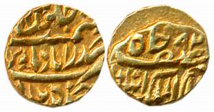 Asaf ud Daula, Gold 1/8 Asharfi, 1.40g, Farkhanda Bunyad Hyderabad Mint, AH (12)82 (KM# Y#