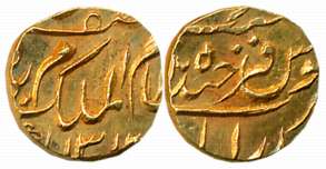 Mir Mahbub Ali Khan, Gold 1/8 Asharfi, 1.38g, Farkhanda Bunyad Hyderabad Mint, AH 1312 (KM