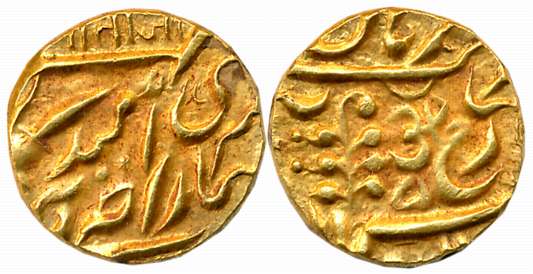 Umaid Singh, Gold Mohur, 10.97g, with the name of George V, Devnagari “Om” as daroga mark 