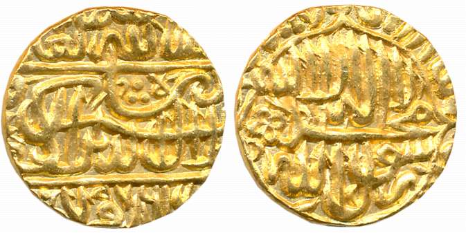 Gold Token Imitating Akbar, Gold Mohur, 10.79g, “Kalima” type of Dar ul Sultanate Lahore M