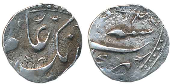 Aurangzeb, Silver 1/16 Rupee, 0.73g, Katak Mint, RY 12. A very rare fractional issue for a
