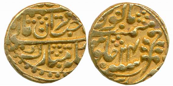 Ram Singh, Gold Mohur, 10.84g, Sawai Jaipur Mint, with the name of Queen Victoria, RY 24 (