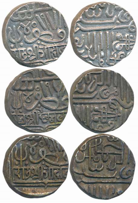Silver Kori (3), AH 978, Rao Sri Deshalji I (1) 4.57g & Rao Sri Gohodaji II (2), 4.64g, 4.