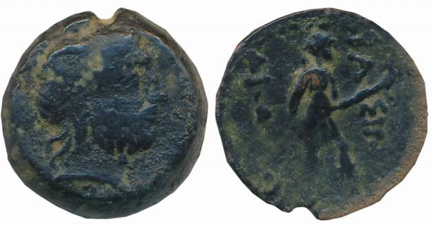 Baktrian Greeks, Diodotos, Bronze, 7.69g, Obv: Laureate head of Zeus to right, Rev: Artemi