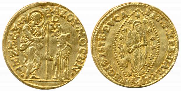 Venetian, Indian imitation of Alvise IV Mocenigo Venetian, Gold Zecchino- Ducat, 3.44g, wi
