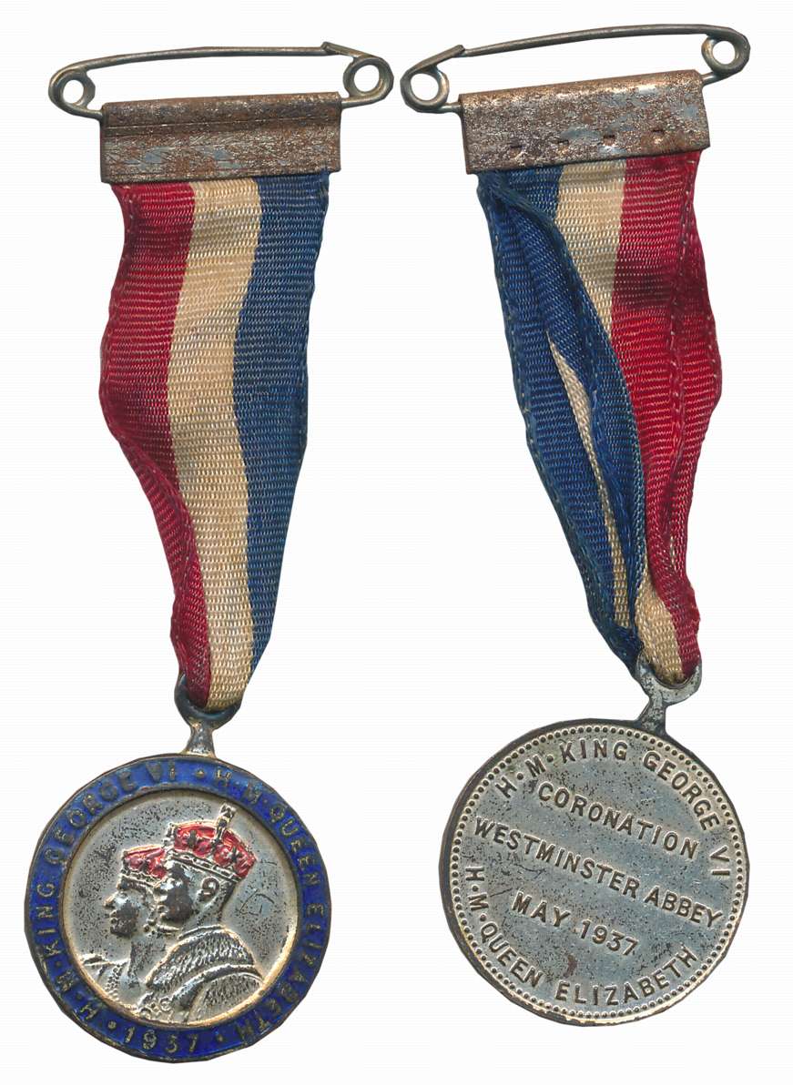 George VI coronation Medal, 1937, Obv: Co joined bust in center, legend around, Rev: Legen