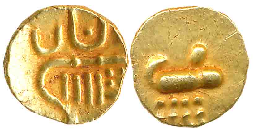 Gold Fanam, 0.38g (KM# 7). Extremely fine.