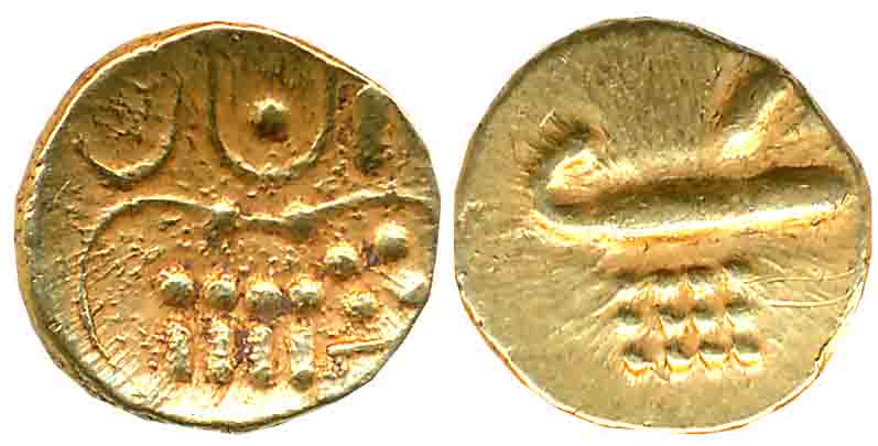 Gold Fanam, 0.38g (KM# 7). Extremely fine.