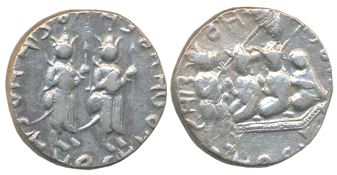 Ram Tanka, Temple Token, Silver, 11.48g, Obv: Ram, Laxman & Seeta seated Hanumanji standin