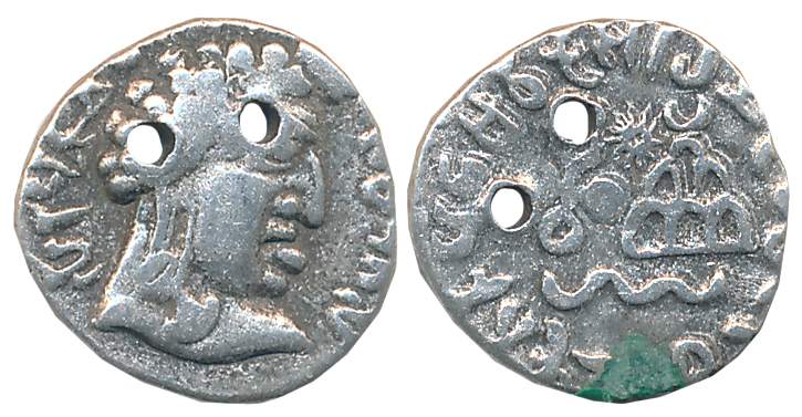 Satvahanas, Vasishthiputra Sri Pulumavi, Silver Drachma, 1.86g, Portrait type, Obv: Bust w